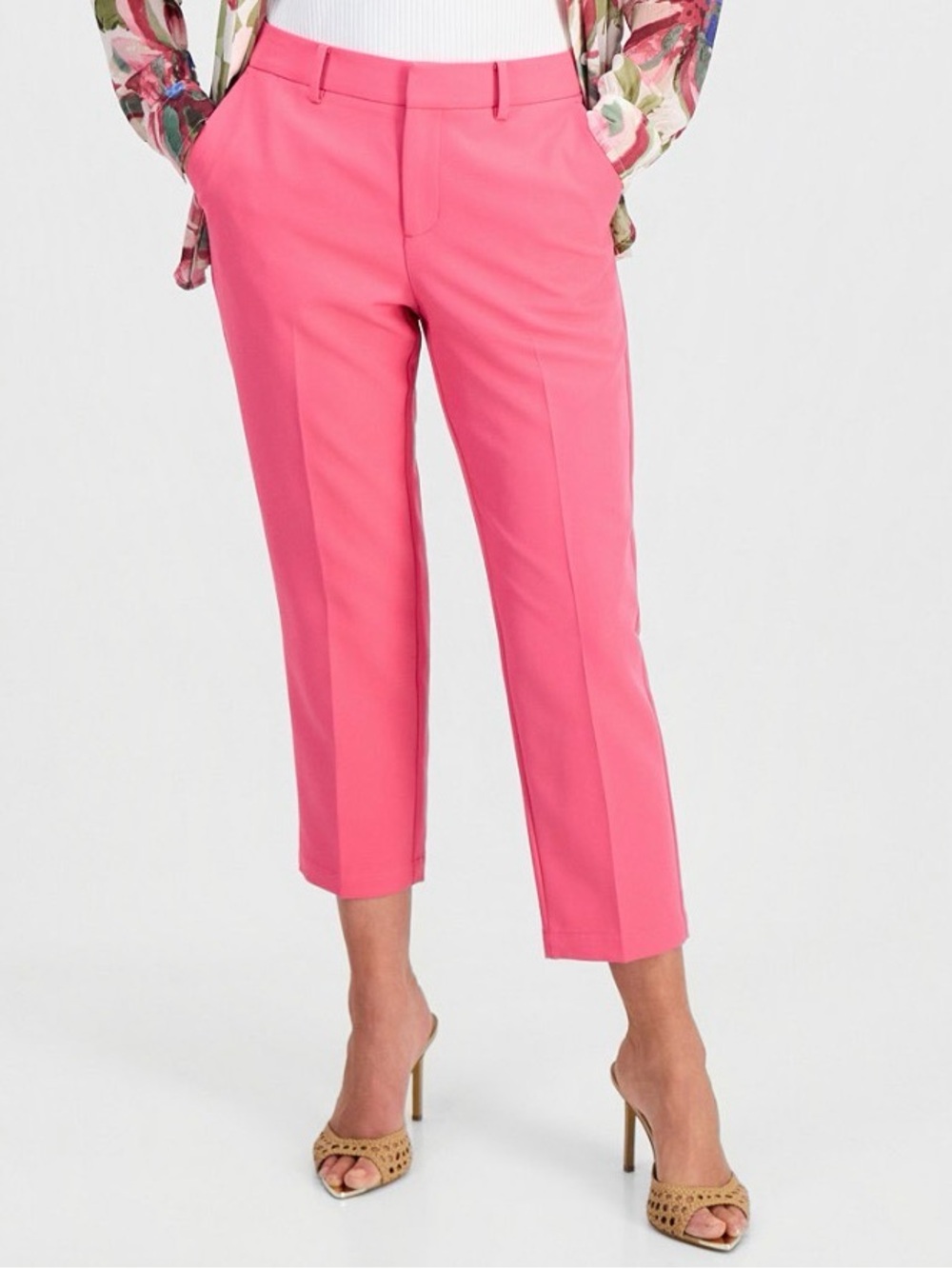 INC International Concepts Pink Cropped Straight-Leg Pants